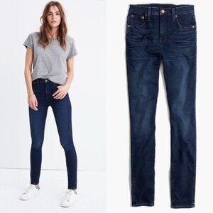 NWT Madewell 10" High Rise Skinny Jean 23 Hayes Wash Stretch Dark Wash Indigo